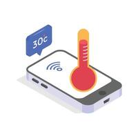 Icon of a temperature sensor connected via IoT to a phone vector