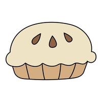 illustration of a pie with filling and cream on a white background. vector
