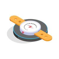 An isometric icon of a wireless charging pad for a smartwatch vector