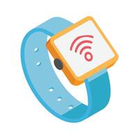 An isometric icon of a modern smartwatch with a bright, cheerful design vector