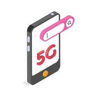 A smartphone displaying 5G technology with an active search bar vector
