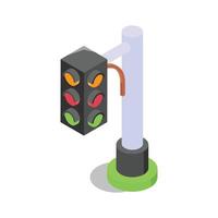 This isometric icon showcases a traffic light with a simple, clean design vector