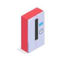An isometric icon of a modern smart refrigerator. vector
