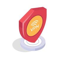 Icon of a shield with VPN security enabled by IoT vector