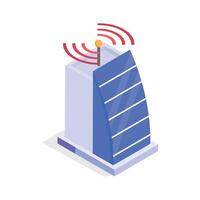 Icon of a smart building integrated with IoT antenna vector