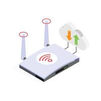 Get this creatively designed isometric icon of wireless router in modern style vector