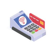 Isometric illustration of a modern, wireless point of sale, POS terminal. vector