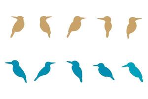 Kingfisher Bird Silhouette Icon Set vector