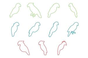 Parrot Bird Outline Icon Set vector