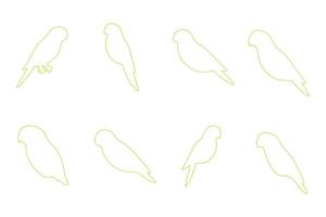 Parakeet Bird Outline Icon Set vector