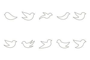 Swift Bird Outline Icon Set vector