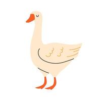 Playful cartoon goose in flat style on white background vector