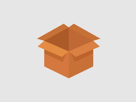 This image features an open cardboard box vector