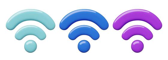 Wi Fi internet connection signal 3d blue and purple icons set vector