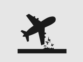 A stark silhouette of an airplane in flight is captured against a solid gray background vector
