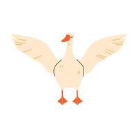 Playful goose in flat style on white background vector