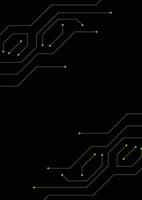 Green circuit board, network technology on a black background. vector