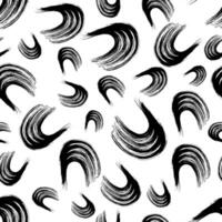 Seamless pattern with black wavy grunge brush strokes in abstract shapes on background vector
