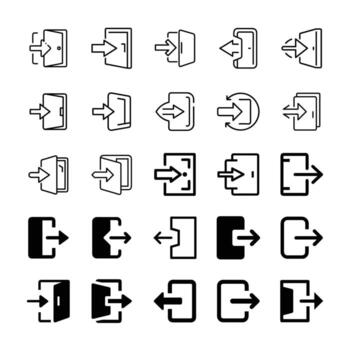 Iniciar sesión fuera icono conjunto vector