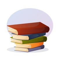 Stack of books in cartoon style illustration vector