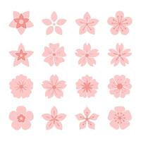 Sakura flower set in pastel pink tones vector