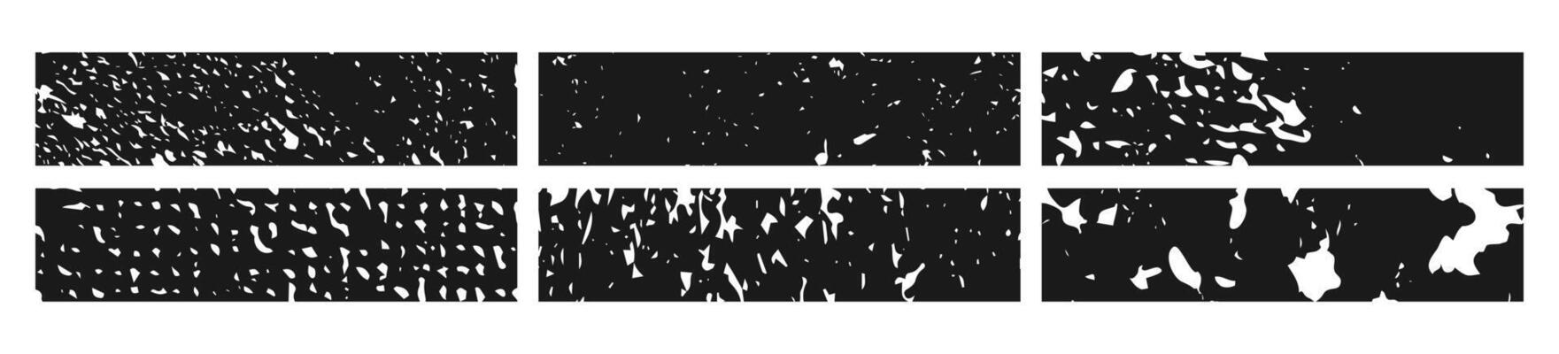 Set of black grunge banner. Abstract grainy blanks in rectangle form on white background. illustration
