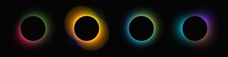 Circle illuminate frame with gradient. Set of four round banners isolated on background. illustration vector
