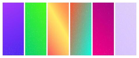 Set of six abstract gradient geometric backgrounds with squares. Pixel with empty space. illustration vector