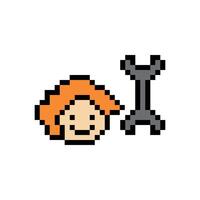 Character man male boy engineer fix problem solve solution 8 bit. vector
