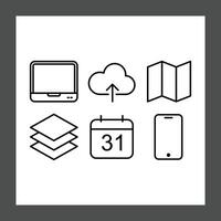 A grid of six simple line icons on a white background vector