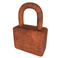 The Rusty lock for security concept 3d Rendering. png