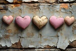 Rustic Heart Shapes on Weathered Wall for Romantic Decor and Design photo