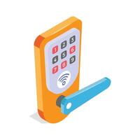 Icon of a smart lock with IoT connectivity vector