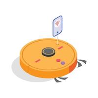 An isometric icon of smart robotic vacuum in trendy design style vector