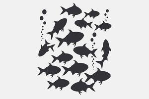 Silhouette Image of a Fish Icon in a Minimalist Style vector