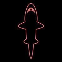 Neon shark red color illustration image flat style vector