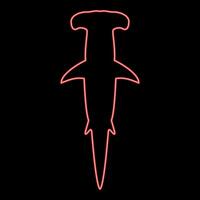 Neon shark hammer head red color style vector