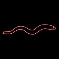 Neon eel fish snake shape seafood concept red color style vector
