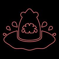 Neon shark's head in the water with splash red color style vector