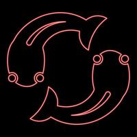 Neon fish goby two moves in circle red color style vector