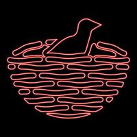 Neon bird's nest with bird red color style vector