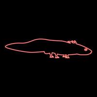 Neon axolotl ambystoma mexicanum view side red color style vector