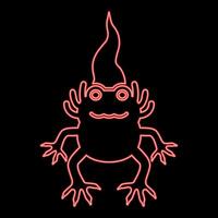 Neon axolotl ambystoma mexicanum front view red color style vector