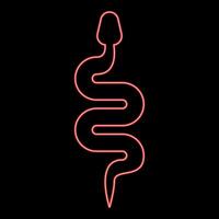 Neon snake silhouette red color vector