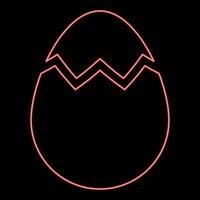 Neon egg with cracked eggshell damaged red vector