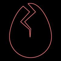 Neon egg with cracked eggshell damaged red color vector