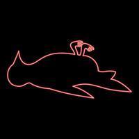 Neon dead bird danger concept red color style vector
