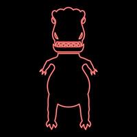 Neon evil dinosaur red color style vector