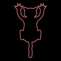 Neon cat scratching harm red color style vector