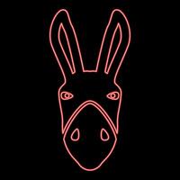 Neon donkey head silhouette red color vector